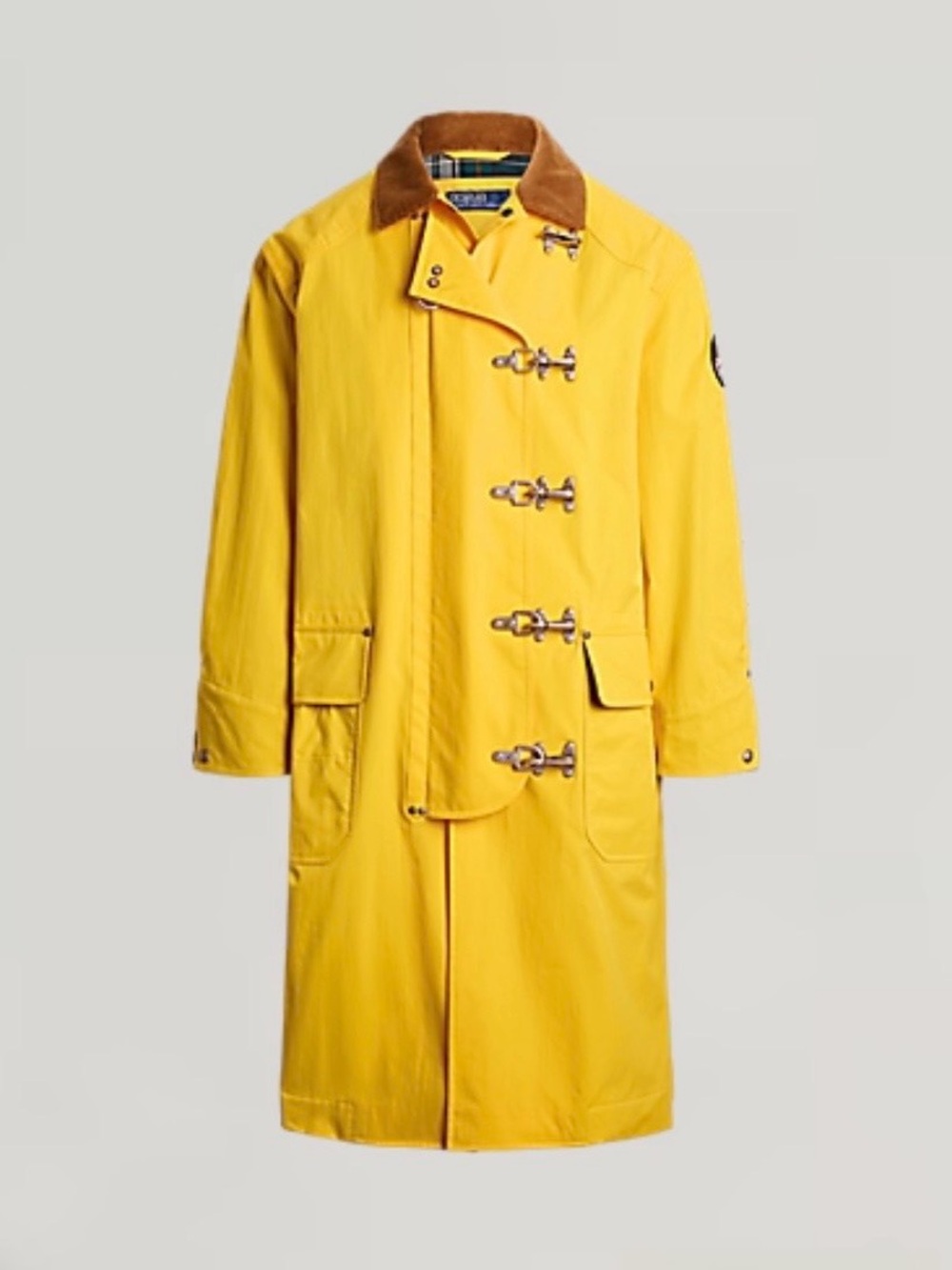 Polo Ralph Lauren Men's Yellow Toggle Coat with Contrast Collar